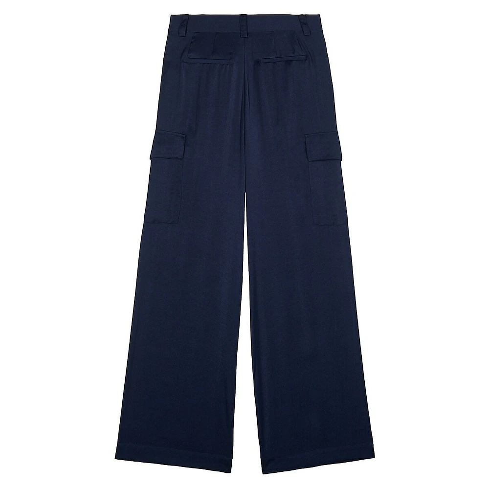 Cary Pleated Wide-Leg Cargo Pants