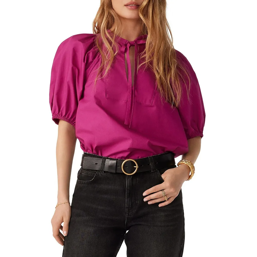 Jamie Oversized Tied Keyhole Blouse