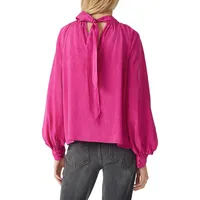 Stefy Back-Tie Slit-Sleeve Puffy Blouse