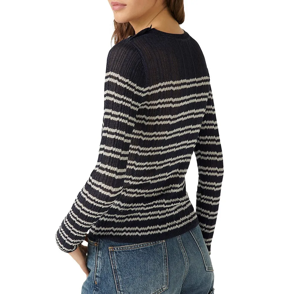 Zaig Striped Button Sweater