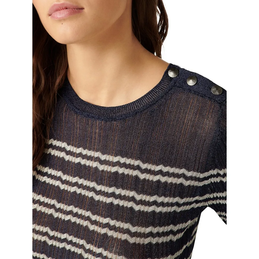 Zaig Striped Button Sweater