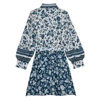 Hella Printed Puff-Sleeve Mini Shirtdress