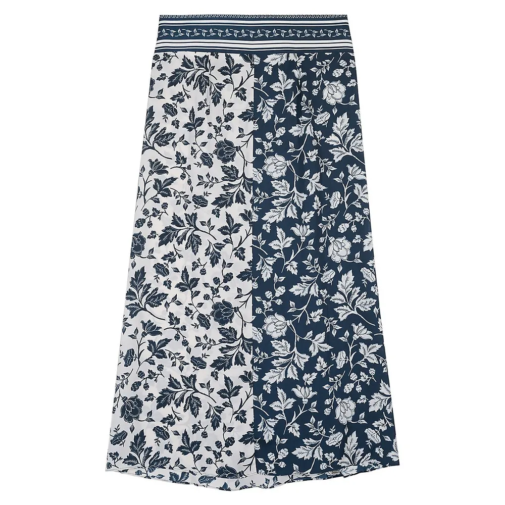 Harper Bi-Colour Floral Wrap Midi Skirt