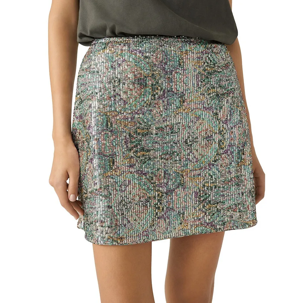 Zita Sequined Mini A-Line Skirt