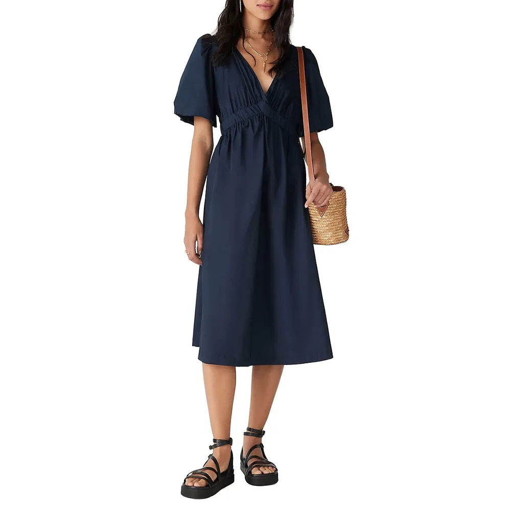 Kindy Empire V-Neck Midi Dress