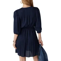 Kosee Shirred Puff-Sleeve Mini Dress