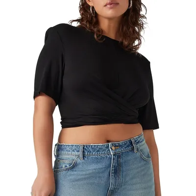 Yay Cropped Wrap Tie T-Shirt