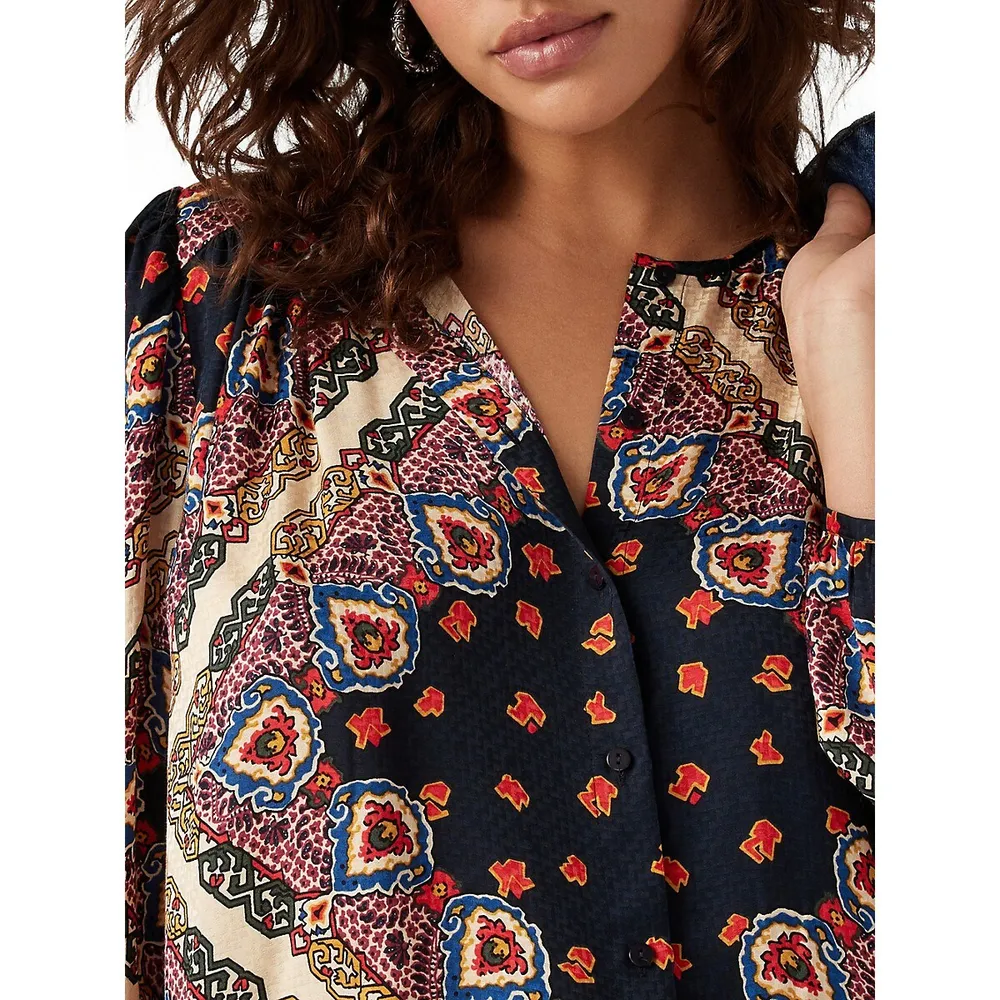 Jedi Bandana-Print Puff-Sleeve Top