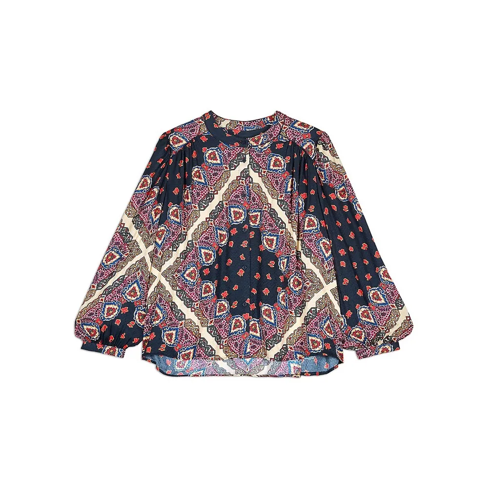 Jedi Bandana-Print Puff-Sleeve Top