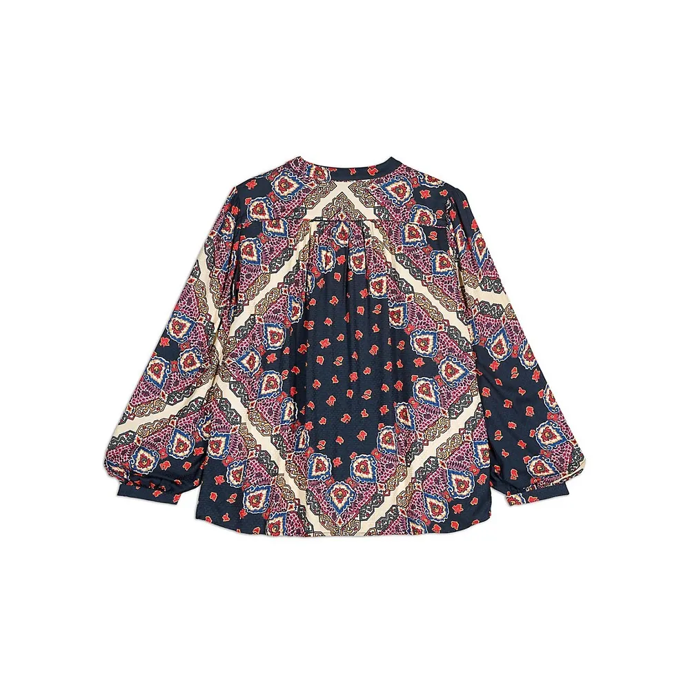 Jedi Bandana-Print Puff-Sleeve Top