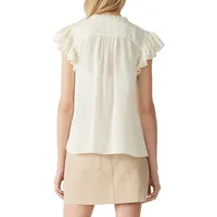 Solstice Tonal-Embroidered Ruffled Blouse