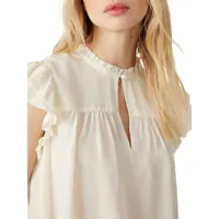 Solstice Tonal-Embroidered Ruffled Blouse