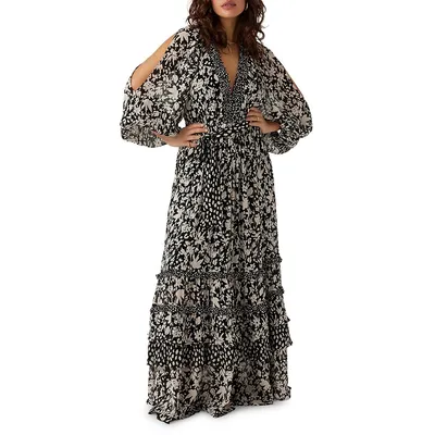Fanny Tiered Cutout Floral Maxi Dress
