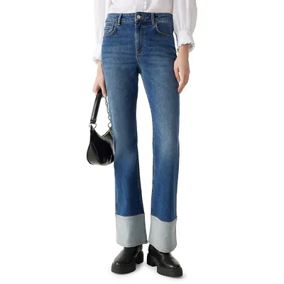 Venise Wide-Cuff Straight-Leg Jeans