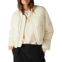 Quilted Cropped Bomber Jacket