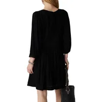 Neda Puff-Sleeve Textured Mini Dress