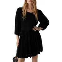 Neda Puff-Sleeve Textured Mini Dress