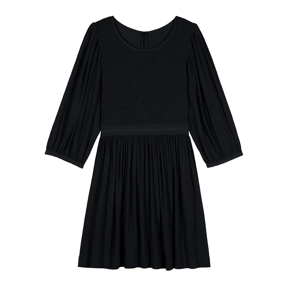 Neda Puff-Sleeve Textured Mini Dress