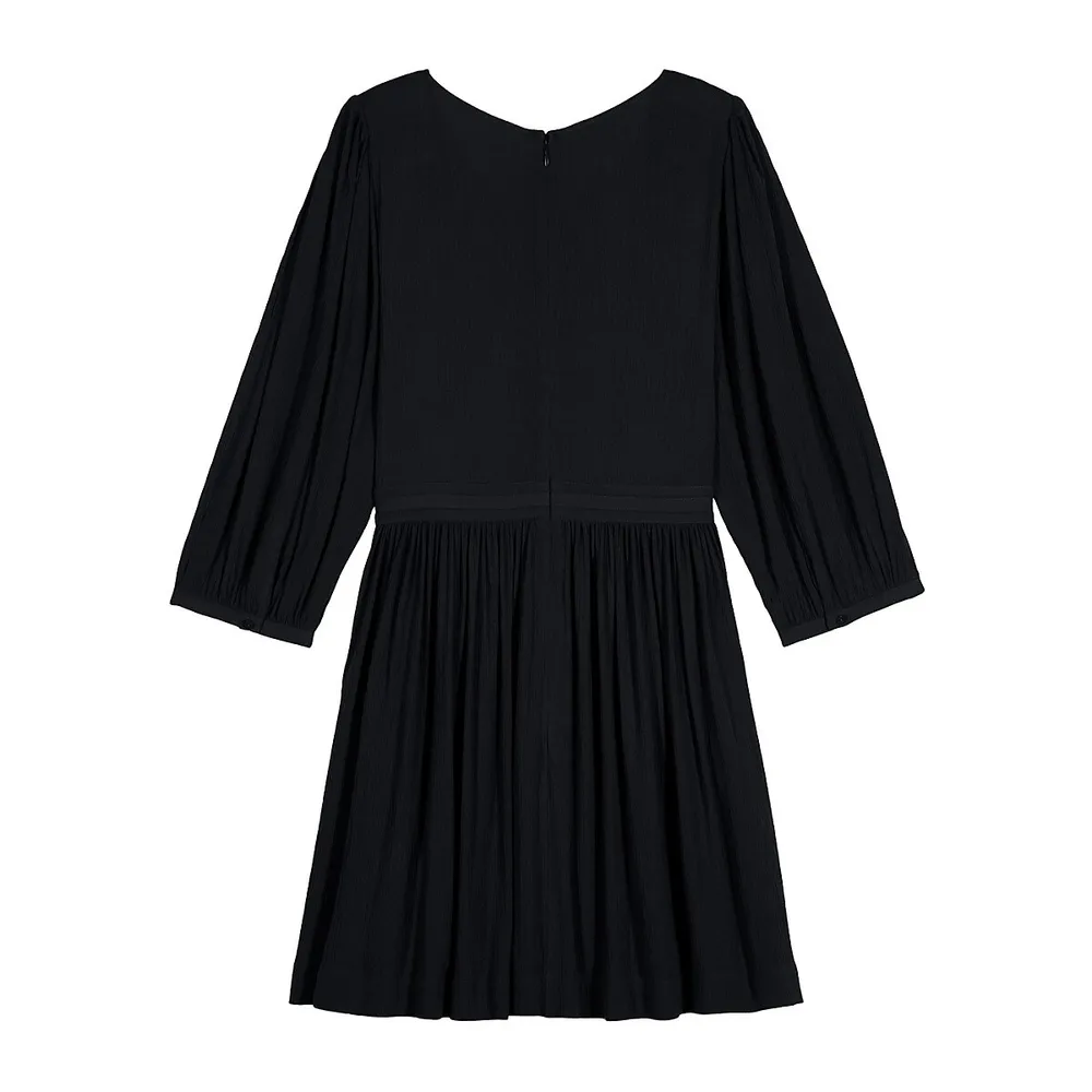 Neda Puff-Sleeve Textured Mini Dress