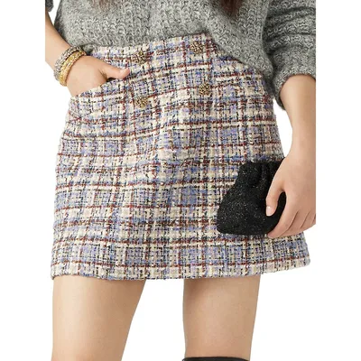 Texas Buttoned Mini Tweed Skirt