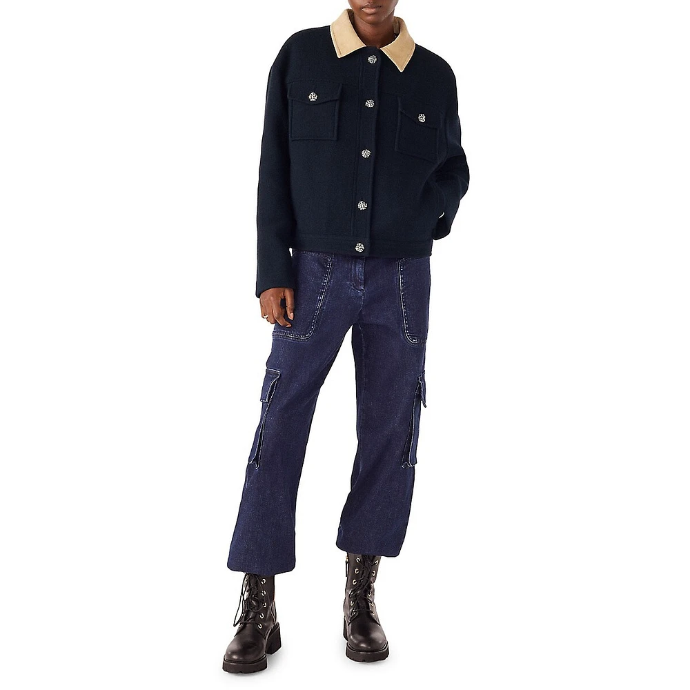 Tino Cord-Collar Wool-Blend Jacket