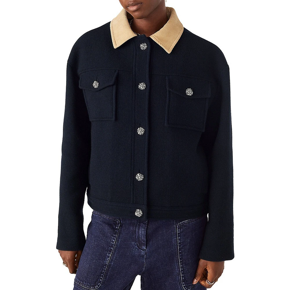 Tino Cord-Collar Wool-Blend Jacket