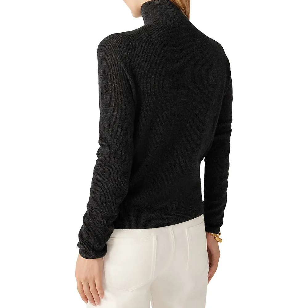 Elea Buttoned Wool Turtleneck Sweater