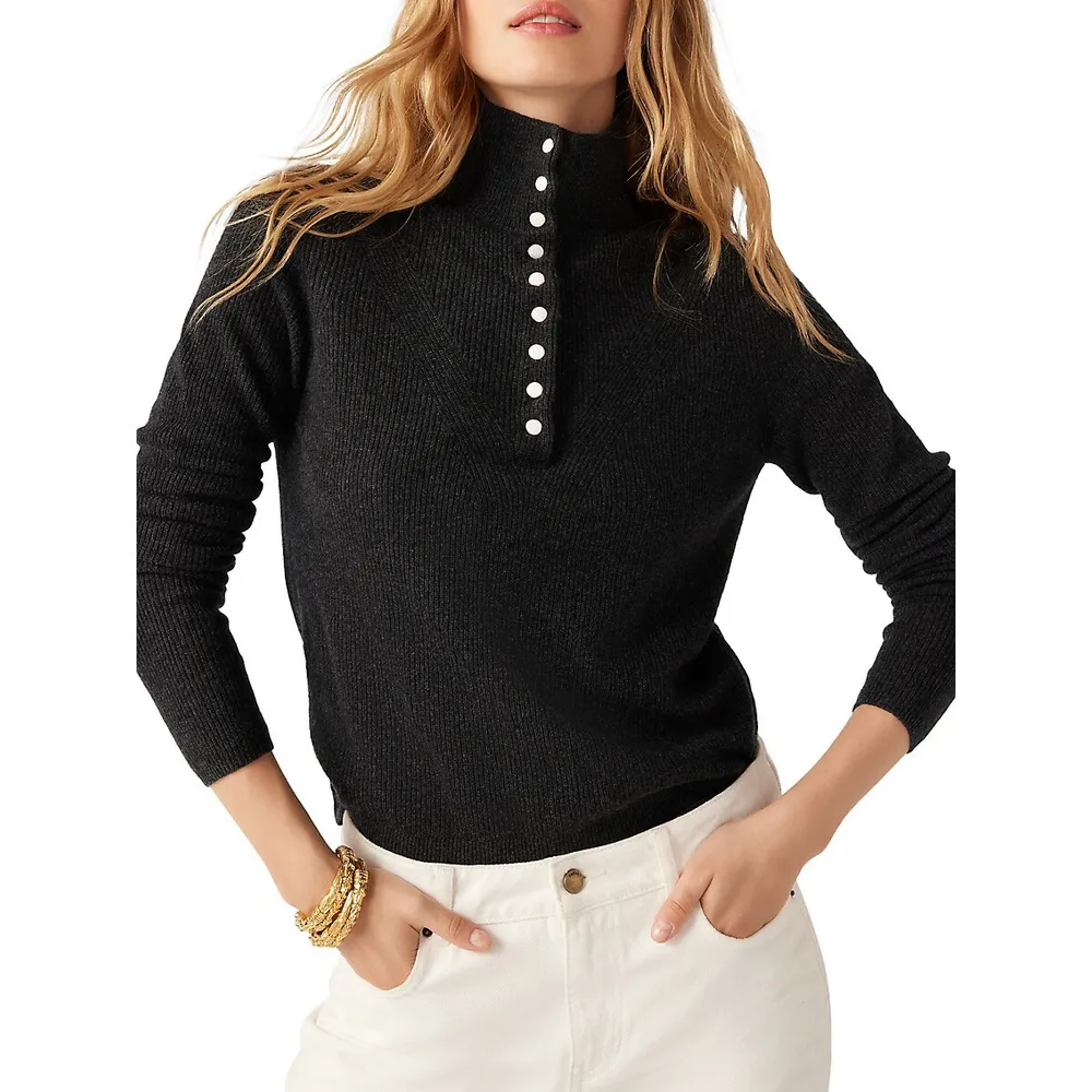 Elea Buttoned Wool Turtleneck Sweater
