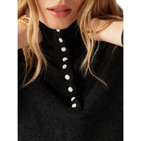 Elea Buttoned Wool Turtleneck Sweater