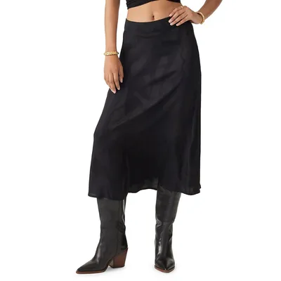 Banessa High-Waisted Midi A-Line Skirt