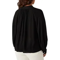 Neil Shoulder-Button Loose Flowy Blouse