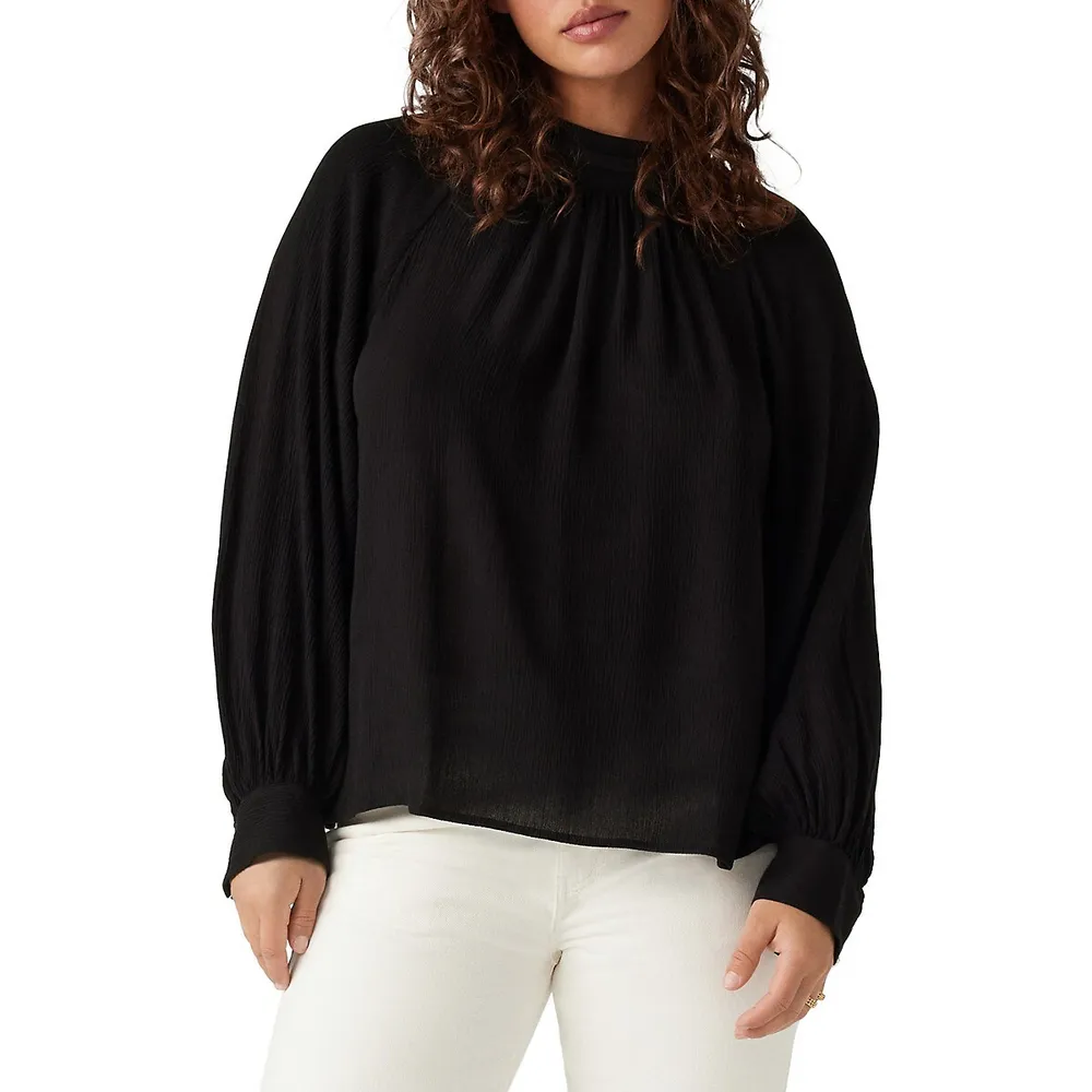 Neil Shoulder-Button Loose Flowy Blouse