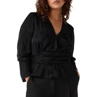 Bode Waist-Panel Peplum Surplice Top