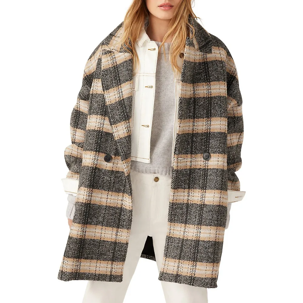 Holf Plaid Notch-Lapel Coat