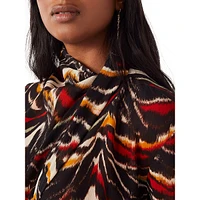 Pops Printed Asymmetric Gathered Top