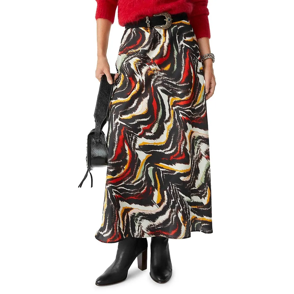 Pom Printed Midi Skirt