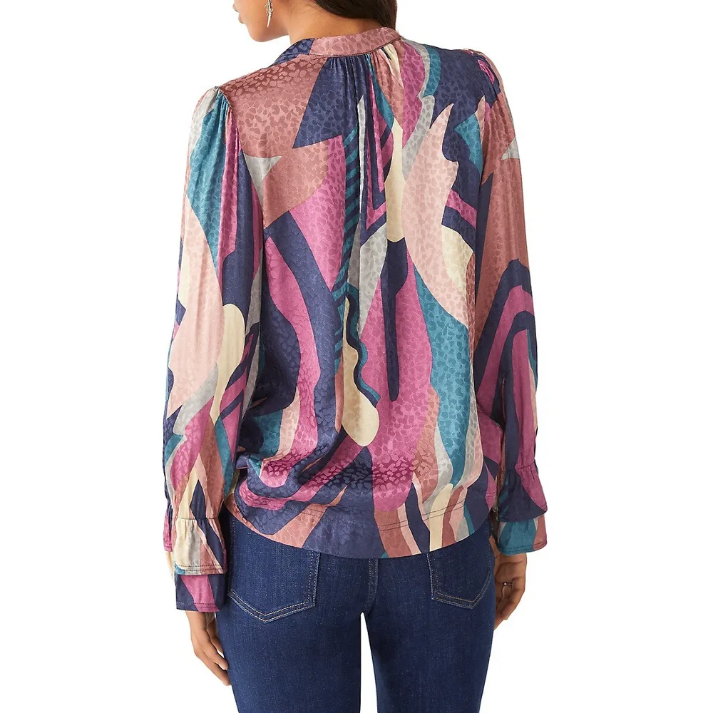 Ba&sh Wim Printed Boho Keyhole Blouse