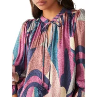 Wim Printed Boho Keyhole Blouse