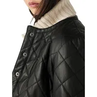 Sandy Diamond-Quilt Leather Jacket