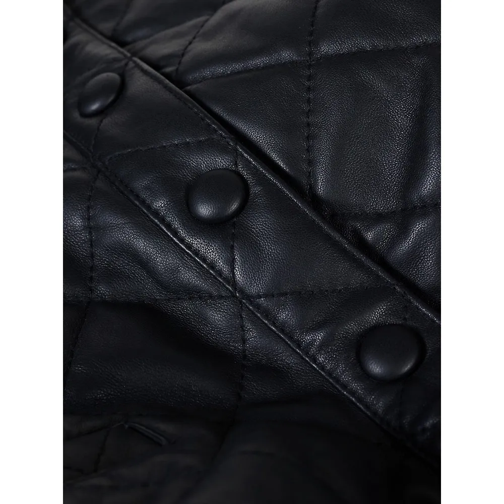 Sandy Diamond-Quilt Leather Jacket