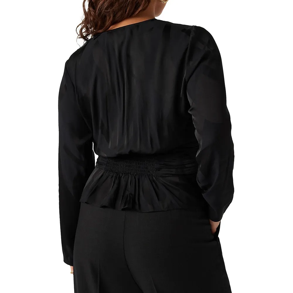 Bode Waist-Panel Peplum Surplice Top