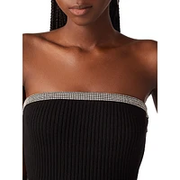 Diana Embellished Strapless Rib-Knit Mini Dress