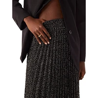Camille Glitter-Weave Pleated Midi Skirt