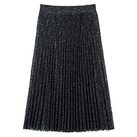 Camille Glitter-Weave Pleated Midi Skirt