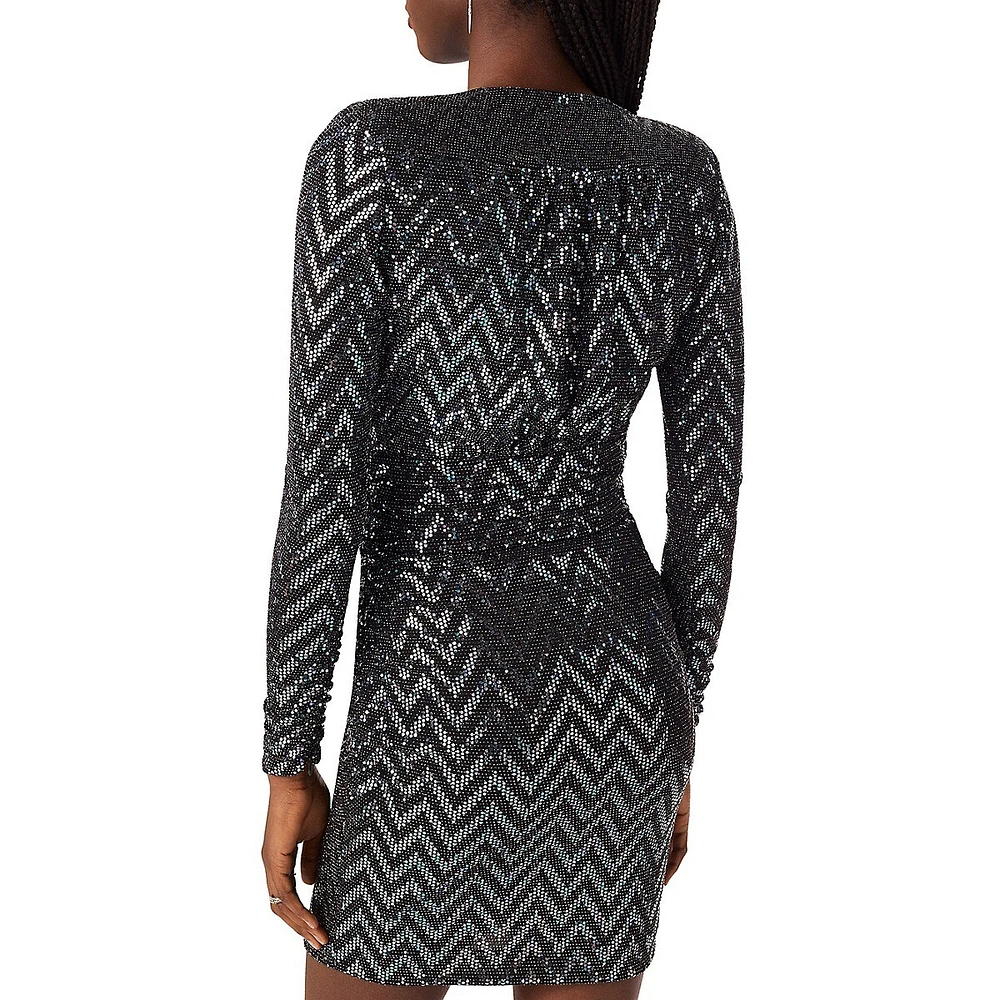 Flavie Metallic Zig-Zag Mini Dress