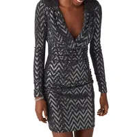 Flavie Metallic Zig-Zag Mini Dress