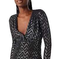 Flavie Metallic Zig-Zag Mini Dress