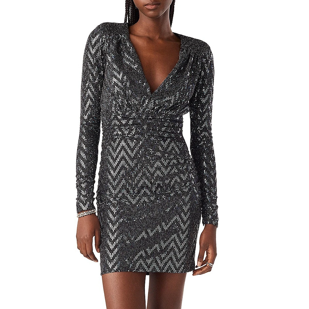 Flavie Metallic Zig-Zag Mini Dress