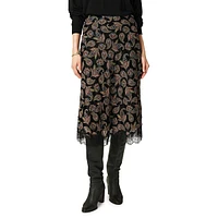 Rita Lace-Trim Paisley Midi Skirt