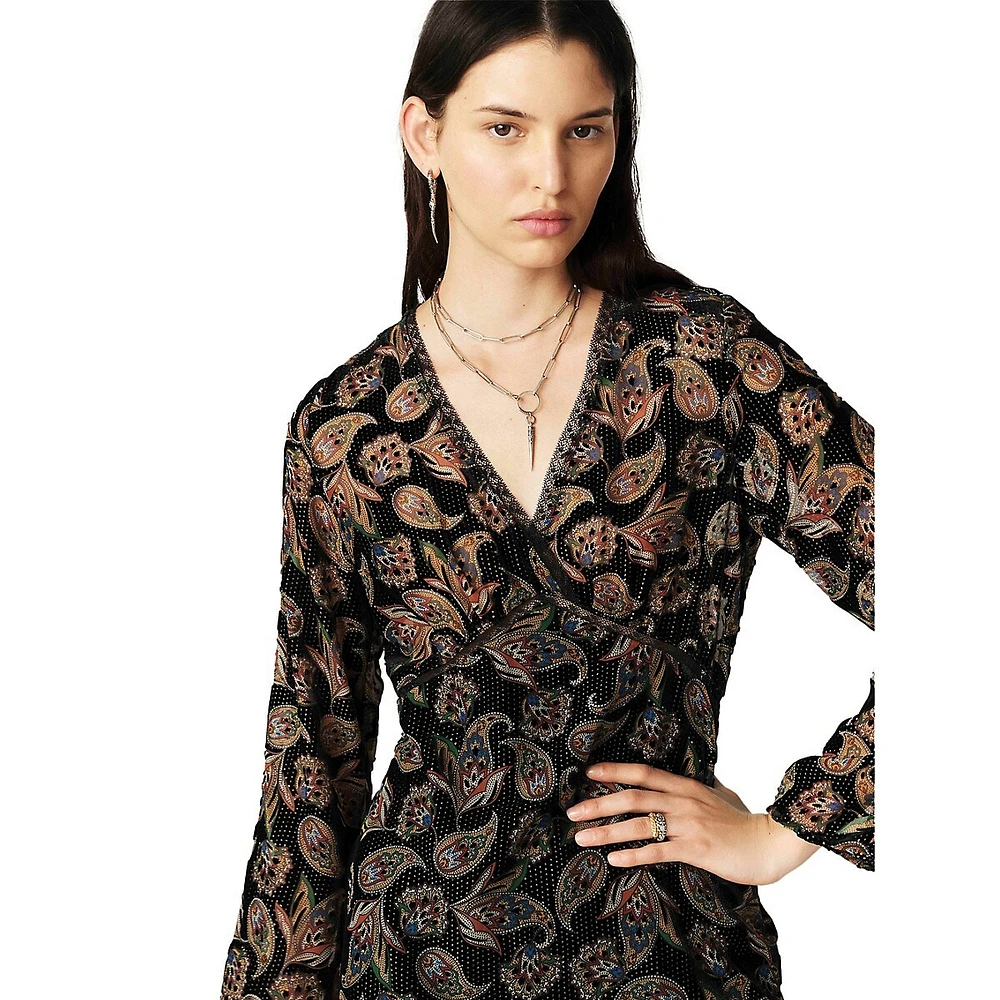 Robin Paisley-Print Mini Dress